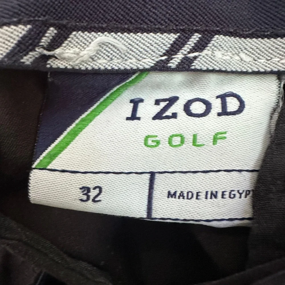 IZOD Golf Shorts Mens 32 Black Classic Fit Stretch Zip Pockets Resort Travel